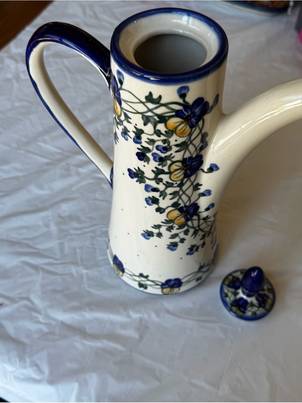 Polish Pottery Opus Coffee Pot Floral With Lid - Picture 2 of 7
